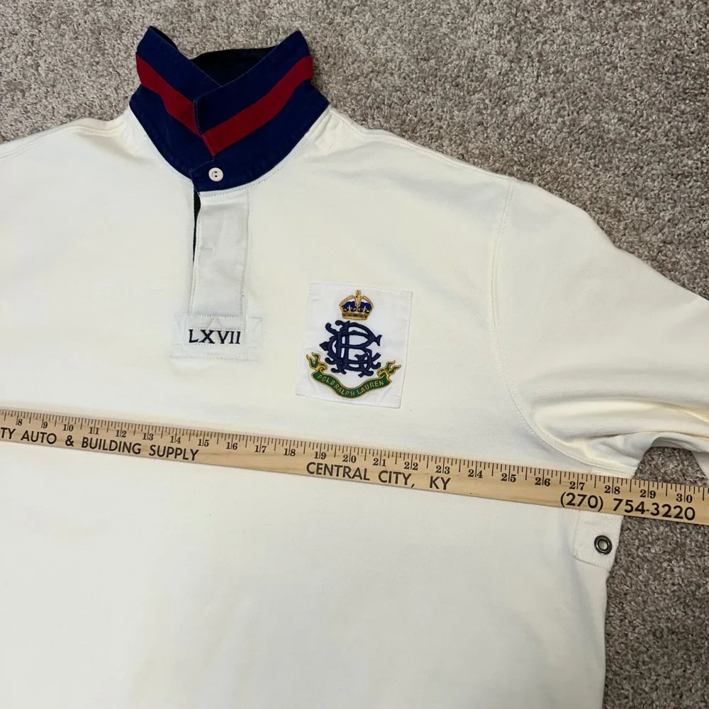 Vintage Polo Ralph Lauren Rugby Polo Shirt‎ L/S LXVII Crest Men NO SIZE TAG